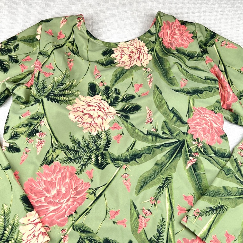 Aquabendita Target Peony Floral Long Sleeve 1 Piece Swimsuit Bodysuit XL/16 NWT - Picture 4 of 15